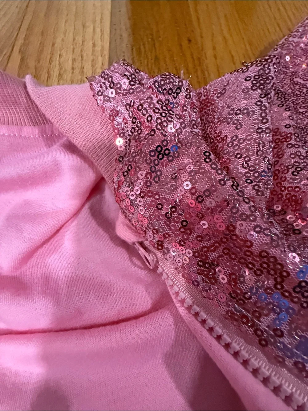 Girls Pink Sequin Zip Bomber set
